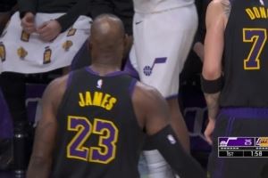  继续找状态！詹姆斯首节剩2分钟再度登场 上来就助攻拉拉维亚三分